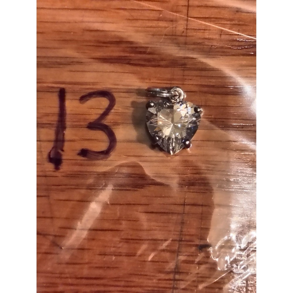Heart Pendant Charm Clear Crystal Open Back Setting Silver925